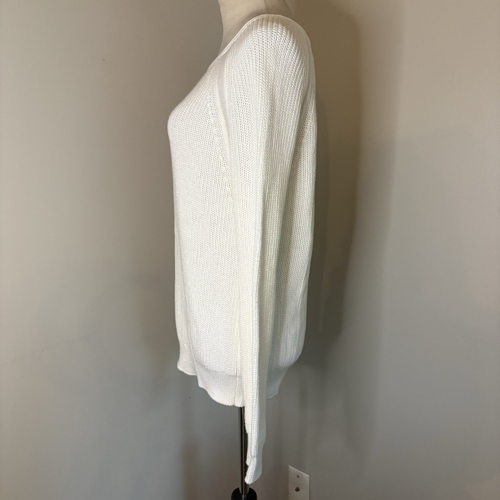 Vince Raglan Suspension Knit Sweater White Size Medium Cotton Pullover Womens - Picture 3 of 6